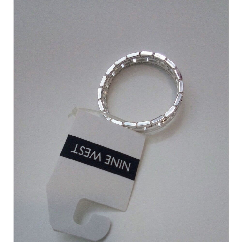 Nine West Silver-Tone Link Stretch Bangle Bracelet.